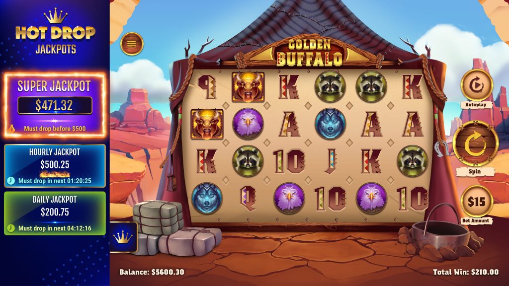 Golden Buffalo Hot Drop Jackpots Game Screen